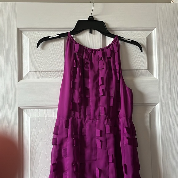 Minuet Sleeveless Purple Tabbed Halter Dress - Picture 5 of 7
